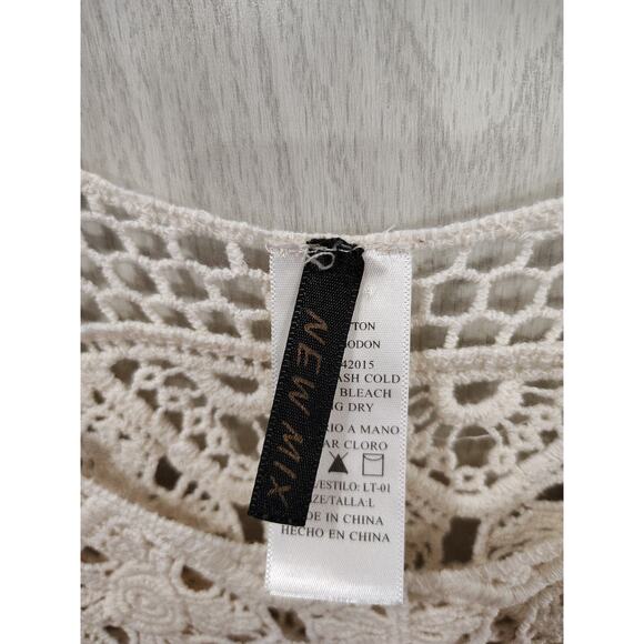 Women's New Mix Crochet Top Size Tall Large Beige Festival Beach - Picture 3 of 6